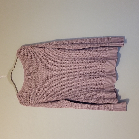 American Eagle Outfitters Dusty Mauve Pullover Sweater Side Slits V Neck Size M - Picture 7 of 10